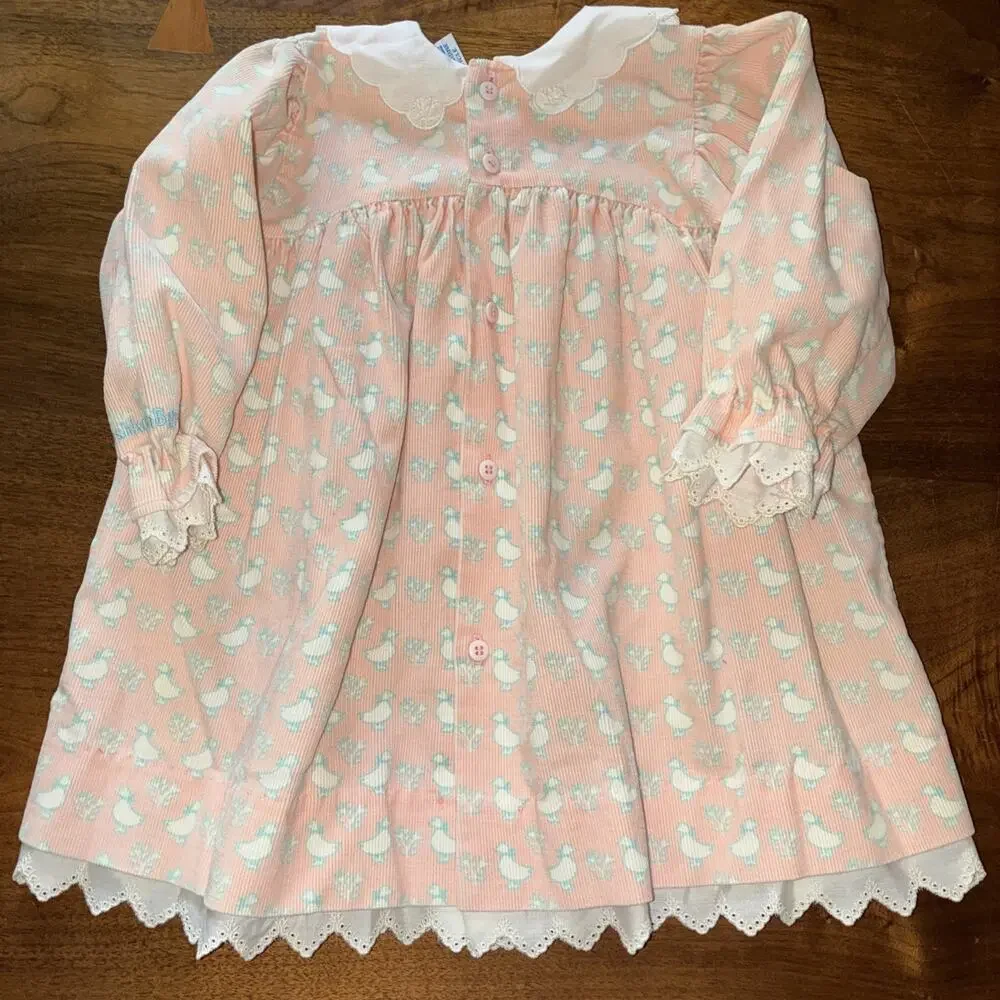 Vintage Oshkosh - Pink goose duck corduroy dress, 2T RARE